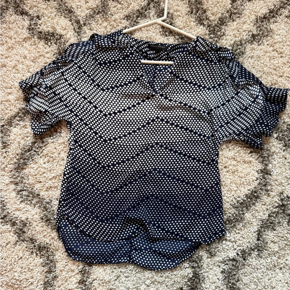 Banana Republic Tops - Banana Republic Navy and White‎ Polka Dot Blouse